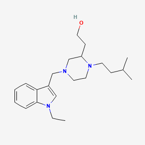 molecular formula C22H35N3O B5235208 2-[4-[(1-ethyl-1H-indol-3-yl)methyl]-1-(3-methylbutyl)-2-piperazinyl]ethanol 