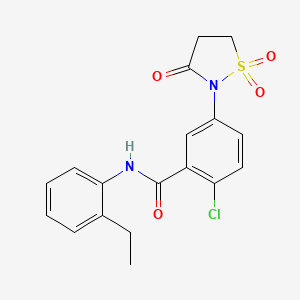 molecular formula C18H17ClN2O4S B5235215 2-chloro-5-(1,1-dioxido-3-oxo-2-isothiazolidinyl)-N-(2-ethylphenyl)benzamide 