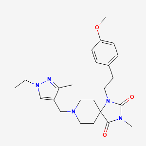 molecular formula C24H33N5O3 B5235226 8-[(1-ethyl-3-methyl-1H-pyrazol-4-yl)methyl]-1-[2-(4-methoxyphenyl)ethyl]-3-methyl-1,3,8-triazaspiro[4.5]decane-2,4-dione 