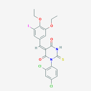 molecular formula C21H17Cl2IN2O4S B5235235 1-(2,4-dichlorophenyl)-5-(3,4-diethoxy-5-iodobenzylidene)-2-thioxodihydro-4,6(1H,5H)-pyrimidinedione 