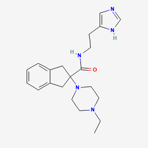 molecular formula C21H29N5O B5235276 2-(4-ethyl-1-piperazinyl)-N-[2-(1H-imidazol-4-yl)ethyl]-2-indanecarboxamide 