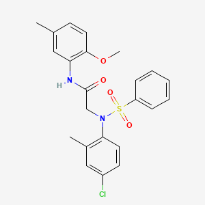 molecular formula C23H23ClN2O4S B5235282 N~2~-(4-chloro-2-methylphenyl)-N~1~-(2-methoxy-5-methylphenyl)-N~2~-(phenylsulfonyl)glycinamide 