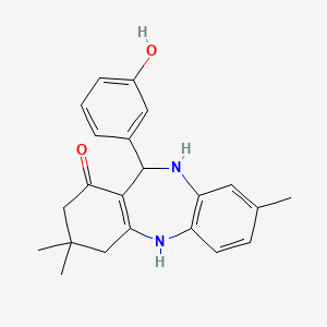 molecular formula C22H24N2O2 B5235284 11-(3-hydroxyphenyl)-3,3,8-trimethyl-2,3,4,5,10,11-hexahydro-1H-dibenzo[b,e][1,4]diazepin-1-one 