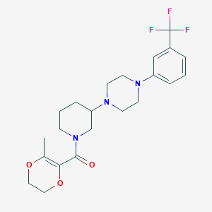 molecular formula C22H28F3N3O3 B5235293 1-{1-[(3-methyl-5,6-dihydro-1,4-dioxin-2-yl)carbonyl]-3-piperidinyl}-4-[3-(trifluoromethyl)phenyl]piperazine 