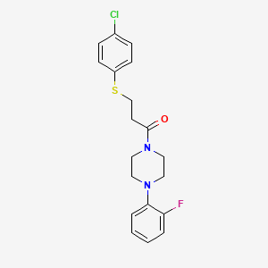 molecular formula C19H20ClFN2OS B5235340 1-{3-[(4-chlorophenyl)thio]propanoyl}-4-(2-fluorophenyl)piperazine 