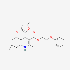 molecular formula C26H29NO5 B5235347 2-phenoxyethyl 2,7,7-trimethyl-4-(5-methyl-2-furyl)-5-oxo-1,4,5,6,7,8-hexahydro-3-quinolinecarboxylate 