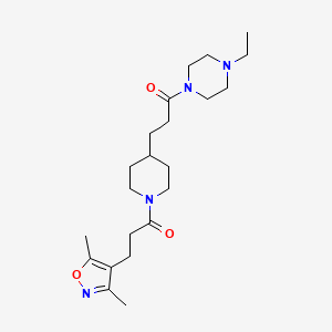 molecular formula C22H36N4O3 B5235353 1-(3-{1-[3-(3,5-dimethyl-4-isoxazolyl)propanoyl]-4-piperidinyl}propanoyl)-4-ethylpiperazine 