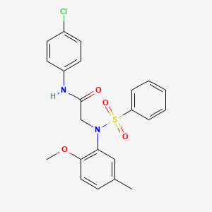 molecular formula C22H21ClN2O4S B5235366 N~1~-(4-chlorophenyl)-N~2~-(2-methoxy-5-methylphenyl)-N~2~-(phenylsulfonyl)glycinamide 