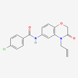molecular formula C18H15ClN2O3 B5235388 N-(4-allyl-3-oxo-3,4-dihydro-2H-1,4-benzoxazin-6-yl)-4-chlorobenzamide 
