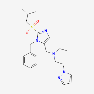 molecular formula C22H31N5O2S B5235399 N-{[1-benzyl-2-(isobutylsulfonyl)-1H-imidazol-5-yl]methyl}-N-ethyl-2-(1H-pyrazol-1-yl)ethanamine 