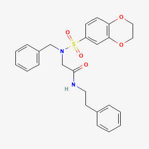 molecular formula C25H26N2O5S B5235442 N~2~-benzyl-N~2~-(2,3-dihydro-1,4-benzodioxin-6-ylsulfonyl)-N~1~-(2-phenylethyl)glycinamide 
