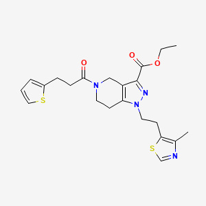 ethyl 1-[2-(4-methyl-1,3-thiazol-5-yl)ethyl]-5-[3-(2-thienyl)propanoyl]-4,5,6,7-tetrahydro-1H-pyrazolo[4,3-c]pyridine-3-carboxylate