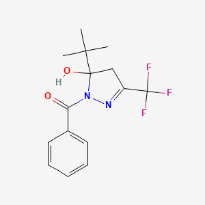 molecular formula C15H17F3N2O2 B5235490 1-benzoyl-5-tert-butyl-3-(trifluoromethyl)-4,5-dihydro-1H-pyrazol-5-ol 