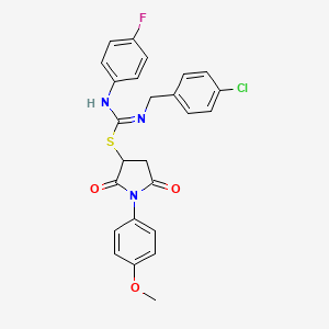 molecular formula C25H21ClFN3O3S B5235496 1-(4-methoxyphenyl)-2,5-dioxo-3-pyrrolidinyl N-(4-chlorobenzyl)-N'-(4-fluorophenyl)imidothiocarbamate 