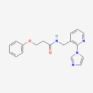 molecular formula C18H18N4O2 B5235518 N-{[2-(1H-imidazol-1-yl)-3-pyridinyl]methyl}-3-phenoxypropanamide 
