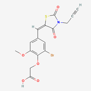 molecular formula C16H12BrNO6S B5235549 (2-bromo-4-{[2,4-dioxo-3-(2-propyn-1-yl)-1,3-thiazolidin-5-ylidene]methyl}-6-methoxyphenoxy)acetic acid 