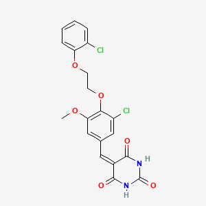 molecular formula C20H16Cl2N2O6 B5235561 5-{3-chloro-4-[2-(2-chlorophenoxy)ethoxy]-5-methoxybenzylidene}-2,4,6(1H,3H,5H)-pyrimidinetrione 