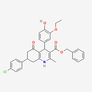 molecular formula C32H30ClNO5 B5235585 benzyl 7-(4-chlorophenyl)-4-(3-ethoxy-4-hydroxyphenyl)-2-methyl-5-oxo-1,4,5,6,7,8-hexahydro-3-quinolinecarboxylate CAS No. 5712-35-6
