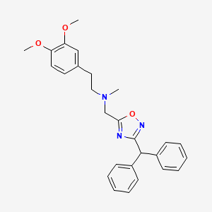 molecular formula C27H29N3O3 B5235592 2-(3,4-dimethoxyphenyl)-N-{[3-(diphenylmethyl)-1,2,4-oxadiazol-5-yl]methyl}-N-methylethanamine 