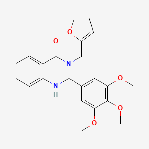 molecular formula C22H22N2O5 B5235646 3-(2-furylmethyl)-2-(3,4,5-trimethoxyphenyl)-2,3-dihydro-4(1H)-quinazolinone 