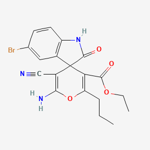 molecular formula C19H18BrN3O4 B5235676 6'-氨基-5-溴-5'-氰基-2-氧代-2'-丙基-1,2-二氢螺[吲哚-3,4'-吡喃]-3'-羧酸乙酯 