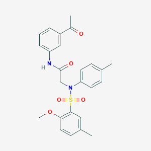 molecular formula C25H26N2O5S B5235696 N~1~-(3-acetylphenyl)-N~2~-[(2-methoxy-5-methylphenyl)sulfonyl]-N~2~-(4-methylphenyl)glycinamide 