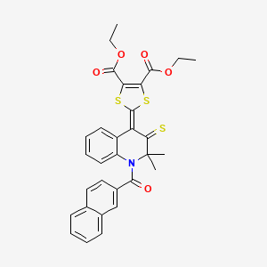 diethyl 2-[2,2-dimethyl-1-(2-naphthoyl)-3-thioxo-2,3-dihydro-4(1H)-quinolinylidene]-1,3-dithiole-4,5-dicarboxylate