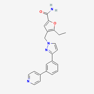 molecular formula C22H20N4O2 B5235786 5-ethyl-4-({3-[3-(4-pyridinyl)phenyl]-1H-pyrazol-1-yl}methyl)-2-furamide 