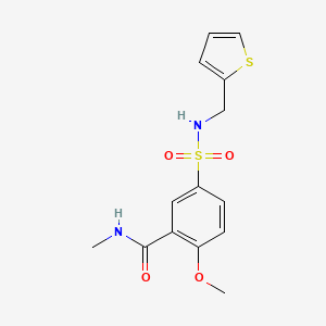 molecular formula C14H16N2O4S2 B5235835 2-methoxy-N-methyl-5-{[(2-thienylmethyl)amino]sulfonyl}benzamide 
