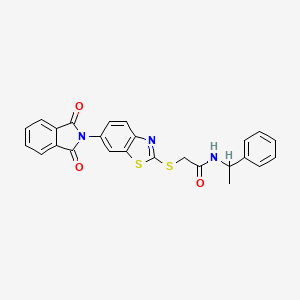 molecular formula C25H19N3O3S2 B5235851 2-{[6-(1,3-dioxo-1,3-dihydro-2H-isoindol-2-yl)-1,3-benzothiazol-2-yl]thio}-N-(1-phenylethyl)acetamide 