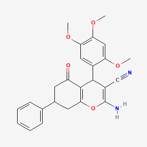 molecular formula C25H24N2O5 B5235866 2-amino-5-oxo-7-phenyl-4-(2,4,5-trimethoxyphenyl)-5,6,7,8-tetrahydro-4H-chromene-3-carbonitrile 