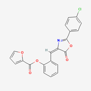 molecular formula C21H12ClNO5 B5235893 2-{[2-(4-chlorophenyl)-5-oxo-1,3-oxazol-4(5H)-ylidene]methyl}phenyl 2-furoate 