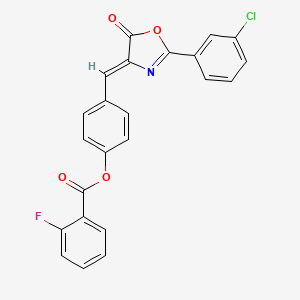 4-{[2-(3-chlorophenyl)-5-oxo-1,3-oxazol-4(5H)-ylidene]methyl}phenyl 2-fluorobenzoate