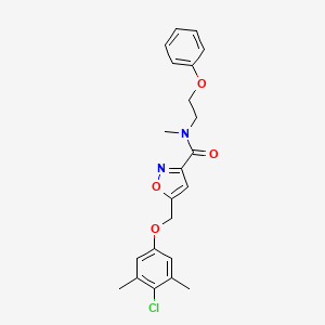 molecular formula C22H23ClN2O4 B5235920 5-[(4-chloro-3,5-dimethylphenoxy)methyl]-N-methyl-N-(2-phenoxyethyl)-3-isoxazolecarboxamide 