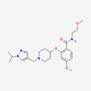 molecular formula C23H34N4O4 B5235988 2-({1-[(1-isopropyl-1H-pyrazol-4-yl)methyl]-4-piperidinyl}oxy)-4-methoxy-N-(2-methoxyethyl)benzamide 