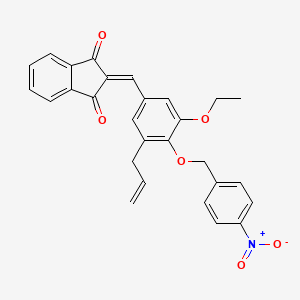 molecular formula C28H23NO6 B5235989 2-{3-allyl-5-ethoxy-4-[(4-nitrobenzyl)oxy]benzylidene}-1H-indene-1,3(2H)-dione 