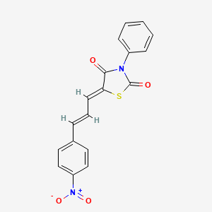 molecular formula C18H12N2O4S B5236051 5-[3-(4-nitrophenyl)-2-propen-1-ylidene]-3-phenyl-1,3-thiazolidine-2,4-dione 