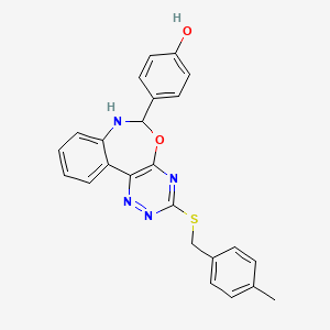 molecular formula C24H20N4O2S B5236068 4-{3-[(4-methylbenzyl)thio]-6,7-dihydro[1,2,4]triazino[5,6-d][3,1]benzoxazepin-6-yl}phenol 