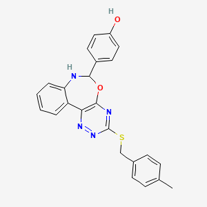 4-{3-[(4-Methylbenzyl)sulfanyl]-6,7-dihydro[1,2,4]triazino[5,6-D][3,1]benzoxazepin-6-YL}phenol