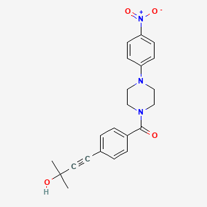 molecular formula C22H23N3O4 B5236075 2-methyl-4-(4-{[4-(4-nitrophenyl)-1-piperazinyl]carbonyl}phenyl)-3-butyn-2-ol 
