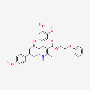 2-phenoxyethyl 4-(4-hydroxy-3-methoxyphenyl)-7-(4-methoxyphenyl)-2-methyl-5-oxo-1,4,5,6,7,8-hexahydro-3-quinolinecarboxylate