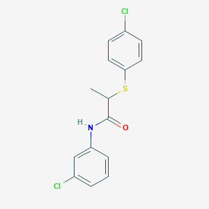 molecular formula C15H13Cl2NOS B5236100 N-(3-chlorophenyl)-2-[(4-chlorophenyl)thio]propanamide 