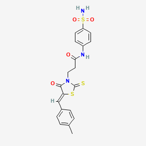 molecular formula C20H19N3O4S3 B5236134 N-[4-(aminosulfonyl)phenyl]-3-[5-(4-methylbenzylidene)-4-oxo-2-thioxo-1,3-thiazolidin-3-yl]propanamide 