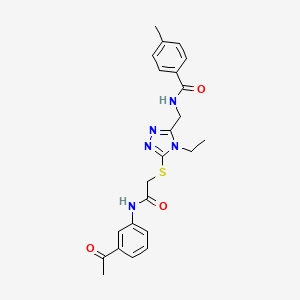 molecular formula C23H25N5O3S B5236152 N-{[5-({2-[(3-acetylphenyl)amino]-2-oxoethyl}thio)-4-ethyl-4H-1,2,4-triazol-3-yl]methyl}-4-methylbenzamide 