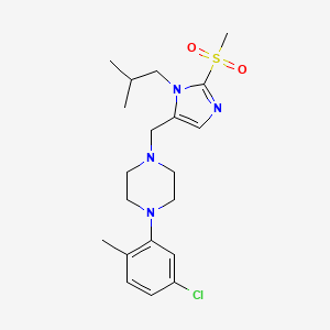 molecular formula C20H29ClN4O2S B5236175 1-(5-chloro-2-methylphenyl)-4-{[1-isobutyl-2-(methylsulfonyl)-1H-imidazol-5-yl]methyl}piperazine 