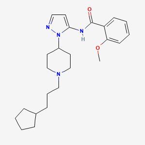molecular formula C24H34N4O2 B5236200 N-{1-[1-(3-cyclopentylpropyl)-4-piperidinyl]-1H-pyrazol-5-yl}-2-methoxybenzamide 