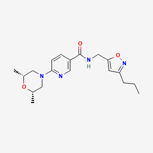 molecular formula C19H26N4O3 B5236242 6-[(2R*,6S*)-2,6-dimethyl-4-morpholinyl]-N-[(3-propyl-5-isoxazolyl)methyl]nicotinamide 