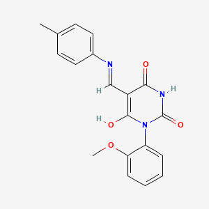molecular formula C19H17N3O4 B5236278 1-(2-methoxyphenyl)-5-{[(4-methylphenyl)amino]methylene}-2,4,6(1H,3H,5H)-pyrimidinetrione 