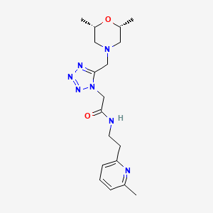 molecular formula C18H27N7O2 B5236325 2-(5-{[(2R*,6S*)-2,6-dimethyl-4-morpholinyl]methyl}-1H-tetrazol-1-yl)-N-[2-(6-methyl-2-pyridinyl)ethyl]acetamide 