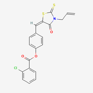 molecular formula C20H14ClNO3S2 B5236340 4-[(3-allyl-4-oxo-2-thioxo-1,3-thiazolidin-5-ylidene)methyl]phenyl 2-chlorobenzoate CAS No. 5679-37-8
